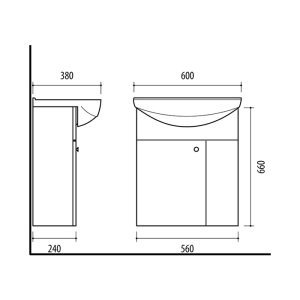Vanity unit, SA59-1, washbasin, Riva60D, RIVA bathroom furniture