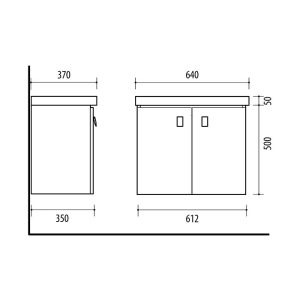 Riva vonios kambario baldai, pakabinama, spintelė su praustuvu, vonios spintele, SA63-5, SA63-9A, su praustuvu Riva63C