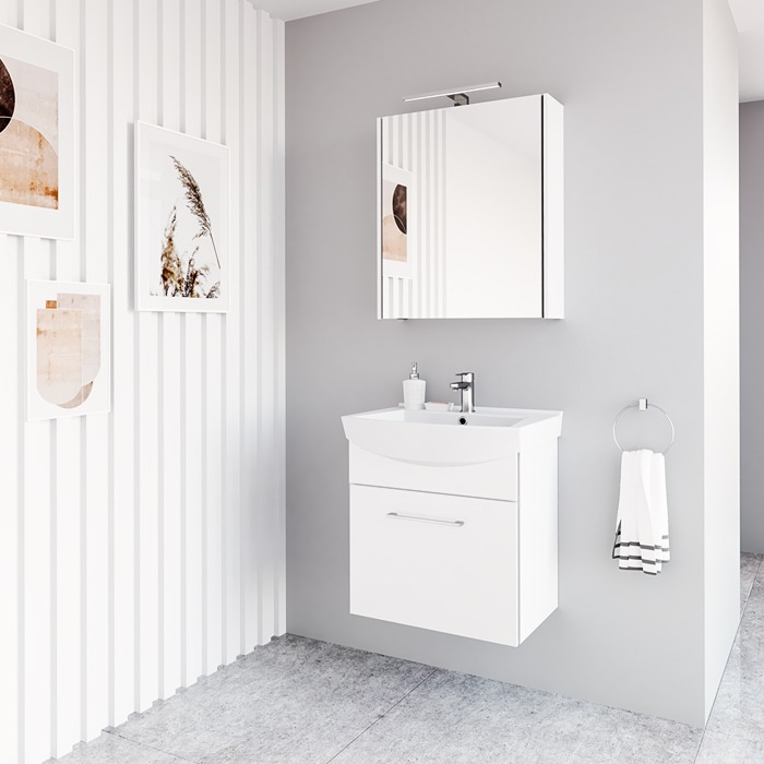 Mirrored cabinet, Vanity unit, washbasin, RIVA, bathroom furniture