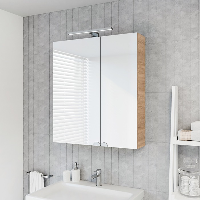 Mirrored cabinet, SV60C-2 Sonoma Oak, RIVA bathroom furniture