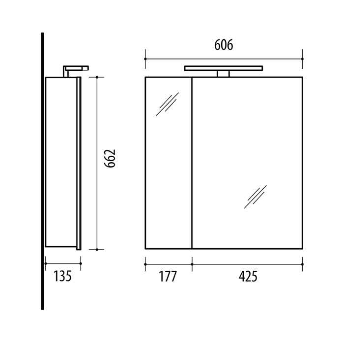 Mirrored cabinet, SV61-2, RIVA bathroom furniture