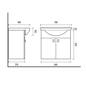 Vanity unit, SA70-11, washbasin, Riva70A, RIVA bathroom furniture