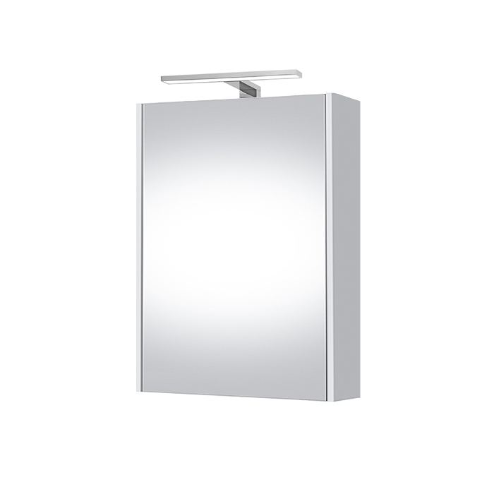Riva vonios kambario baldai, veidrodinė spintelė, su veidrodinėm durelėm, LED šviestuvėliu, kištukiniu lizdu, SV45DZ