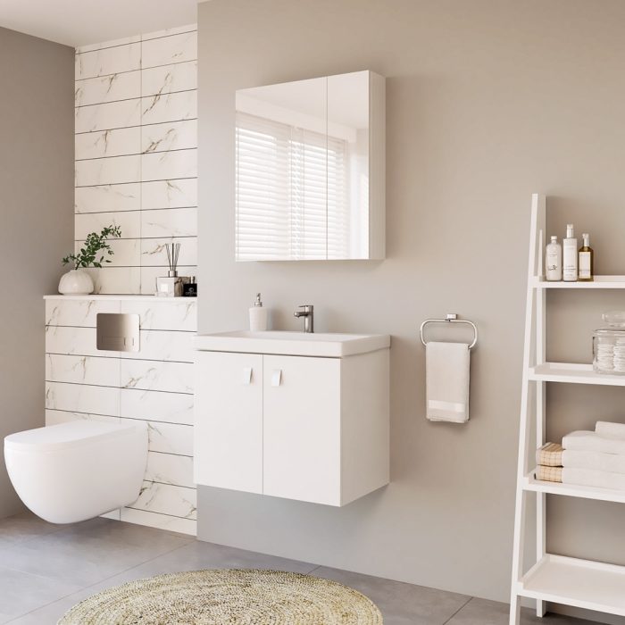Vanity unit, washbasin, mirrored cabinet, RIVA