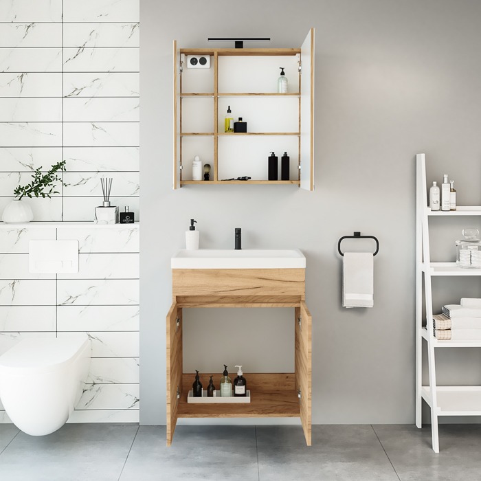 Vanity unit, mirror cabinet, washbasin, RIVA, bathroom furniture