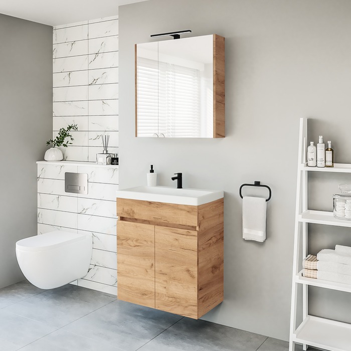 Vanity unit, mirror cabinet, washbasin, RIVA, bathroom furniture