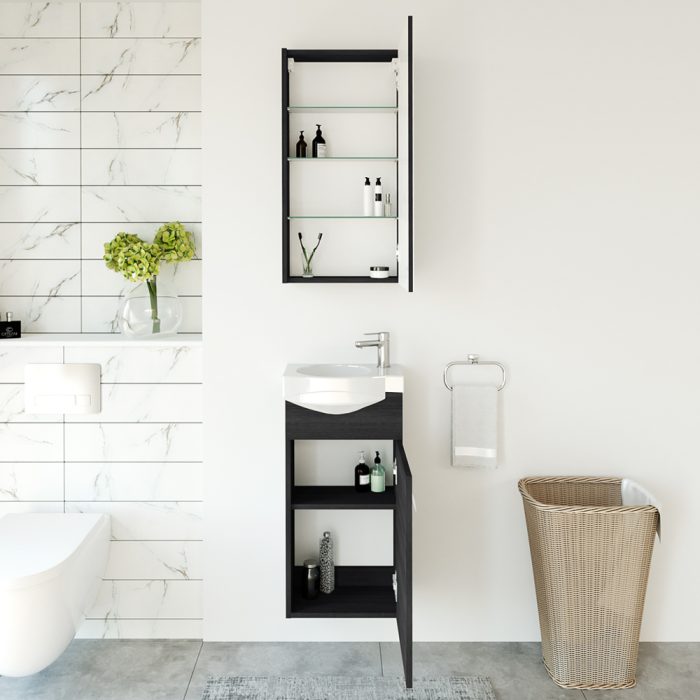 Mirror cabinet, Vanity unit, washbasin, RIVA